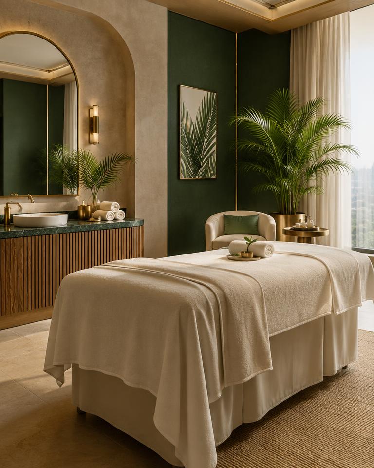 A calm spa treatment room